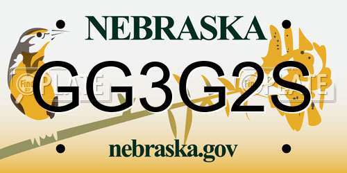 GG3G2S Nebraska License Plate