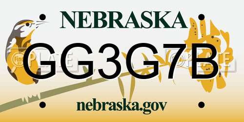 GG3G7B Nebraska License Plate