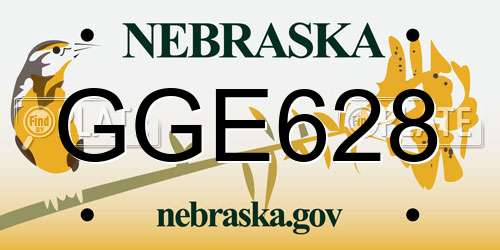 GGE628 Nebraska License Plate