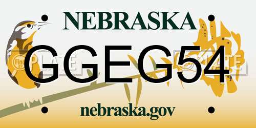 GGEG54 Nebraska License Plate