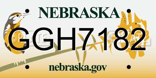 GGH7182 Nebraska License Plate