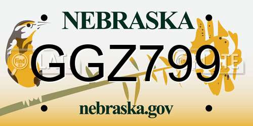 GGZ799 Nebraska License Plate