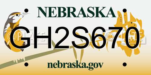 GH2S670 Nebraska License Plate