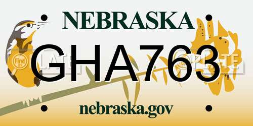 GHA763 Nebraska License Plate