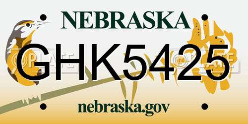 GHK5425 Nebraska License Plate
