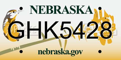 GHK5428 Nebraska License Plate