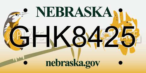 GHK8425 Nebraska License Plate
