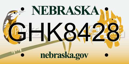 GHK8428 Nebraska License Plate