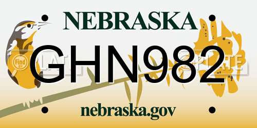 GHN982 Nebraska License Plate