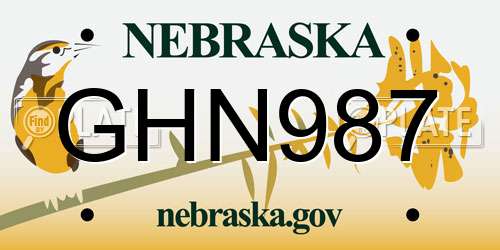 GHN987 Nebraska License Plate