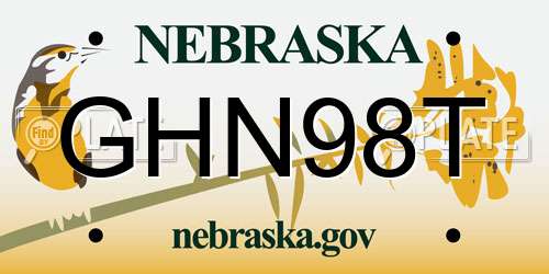 GHN98T Nebraska License Plate