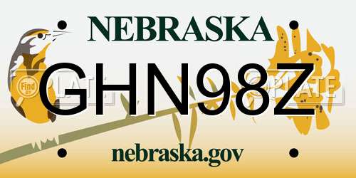 GHN98Z Nebraska License Plate