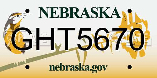 GHT5670 Nebraska License Plate