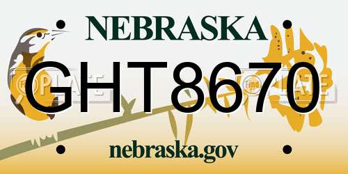GHT8670 Nebraska License Plate