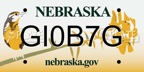 GI0B7G Nebraska License Plate