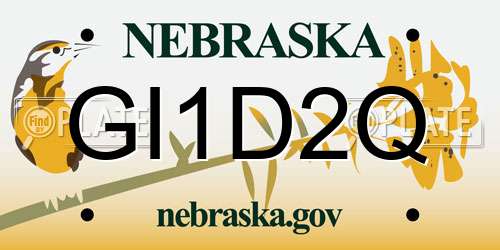 GI1D2Q Nebraska License Plate