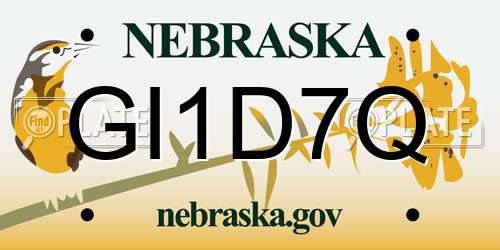 GI1D7Q Nebraska License Plate