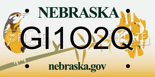 GI1O2Q Nebraska License Plate