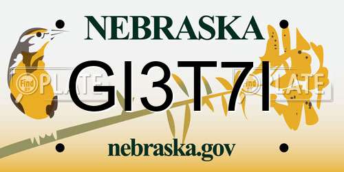 GI3T7I Nebraska License Plate