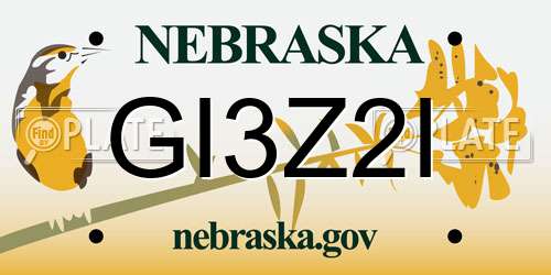 GI3Z2I Nebraska License Plate