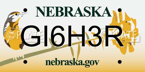 GI6H3R Nebraska License Plate