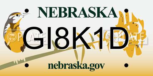 GI8K1D Nebraska License Plate