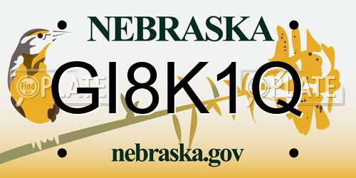 GI8K1Q Nebraska License Plate