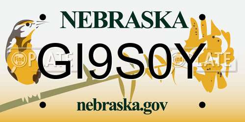 GI9S0Y Nebraska License Plate
