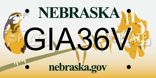 GIA36V Nebraska License Plate