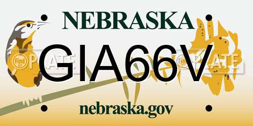 GIA66V Nebraska License Plate