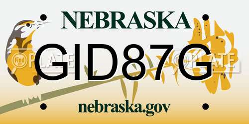 GID87G Nebraska License Plate