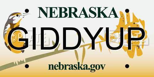 GIDDYUP Nebraska License Plate