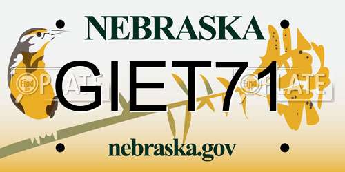 GIET71 Nebraska License Plate