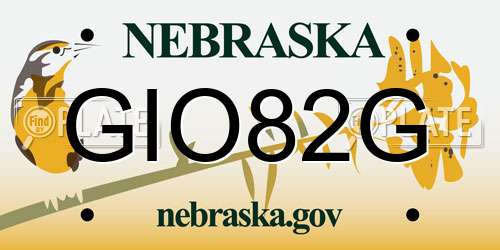 GIO82G Nebraska License Plate