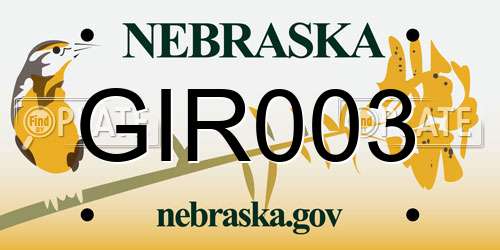 GIR003 Nebraska License Plate