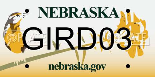 GIRD03 Nebraska License Plate