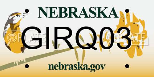 GIRQ03 Nebraska License Plate