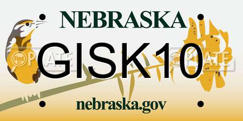 GISK10 Nebraska License Plate