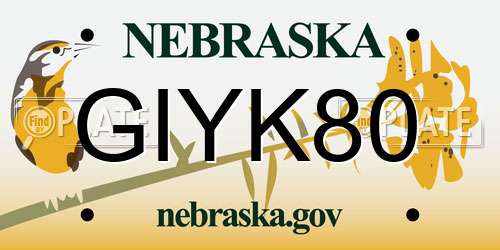 GIYK80 Nebraska License Plate