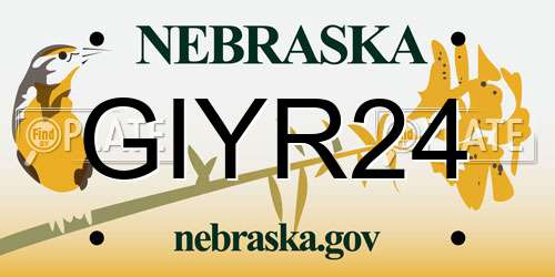 GIYR24 Nebraska License Plate