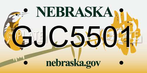 GJC5501 Nebraska License Plate