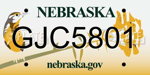GJC5801 Nebraska License Plate
