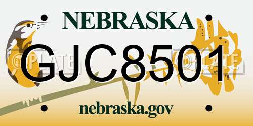 GJC8501 Nebraska License Plate