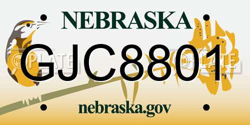 GJC8801 Nebraska License Plate