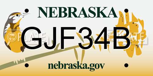 GJF34B Nebraska License Plate