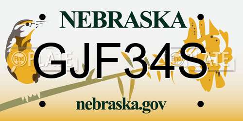 GJF34S Nebraska License Plate