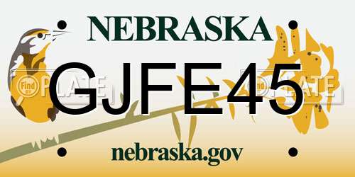 GJFE45 Nebraska License Plate
