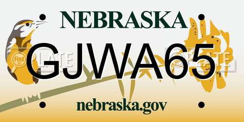 GJWA65 Nebraska License Plate