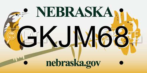 GKJM68 Nebraska License Plate