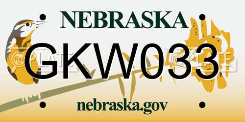 GKW033 Nebraska License Plate